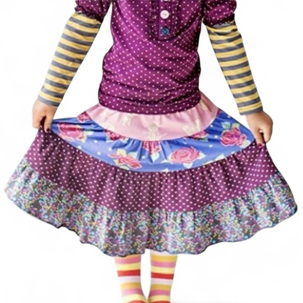 Matilda Jane “Paint By Numbers” Girls Skirt | Size 2 | Boho Patchwork Ruffle |